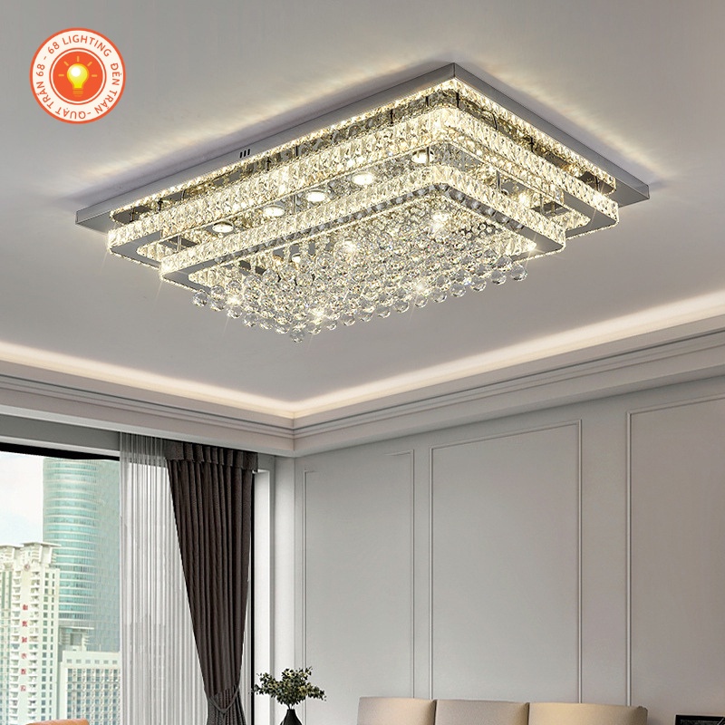 Mâm Ốp Trần Pha Lê Chữ Nhật_Mâm Ốp Trần Trang Trí Phòng Khách Bh 24 Tháng