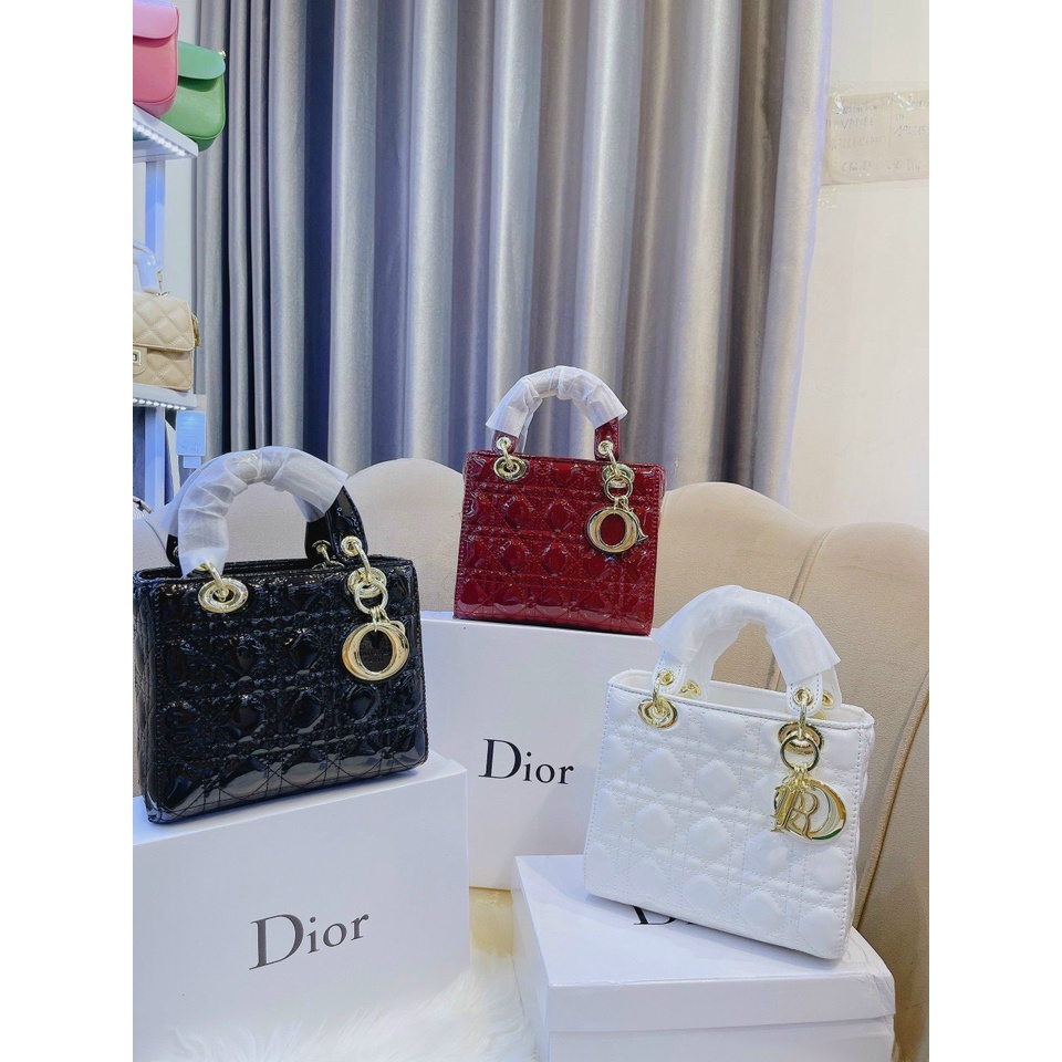 Túi DI-OR da bóng size 20cm Full hộp sang chảnh, túi xách tay