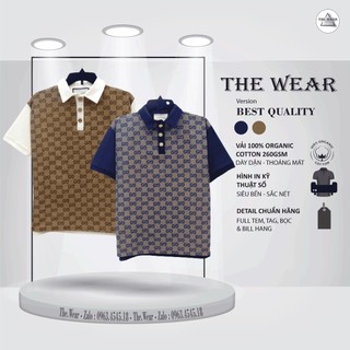 Áo polo gu*cci jacquard vải cotton cá sấu 100% the.wear