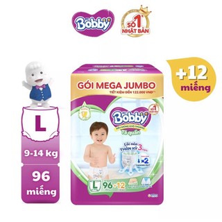 Tặng 12 miếng]. tã quần bobby m112+12/l96+12/xl84+12/xxl76+12