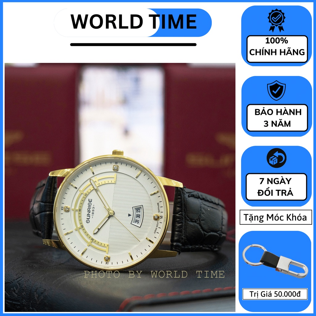 Đồng Hồ Nam Sunrise 1224SA  Chính Hãng Full Box, Dây Da Cao Cấp, Kính Sapphire Chống Xước, Chống Nước, Bảo hành 3 Năm
