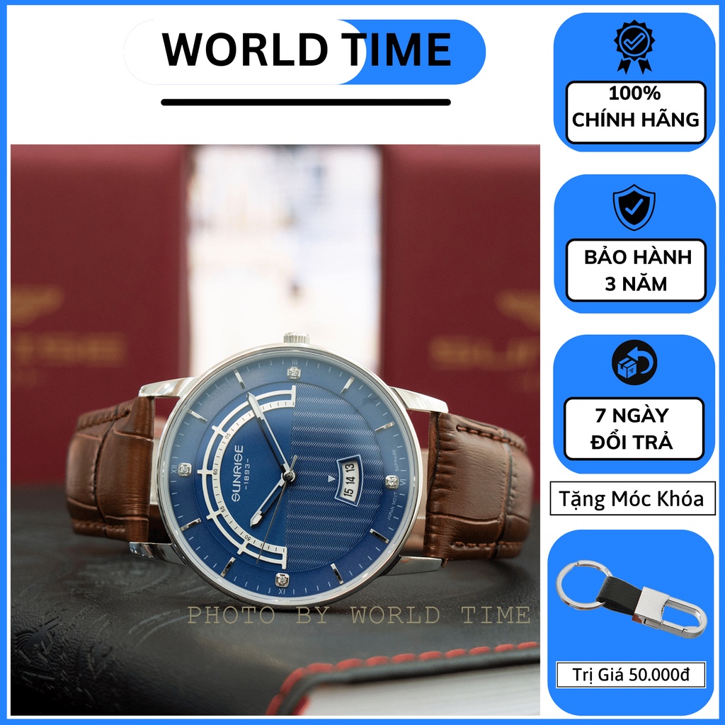 Đồng Hồ Nam Sunrise 1224SA  Chính Hãng Full Box, Dây Da Cao Cấp, Kính Sapphire Chống Xước, Chống Nước, Bảo hành 3 Năm