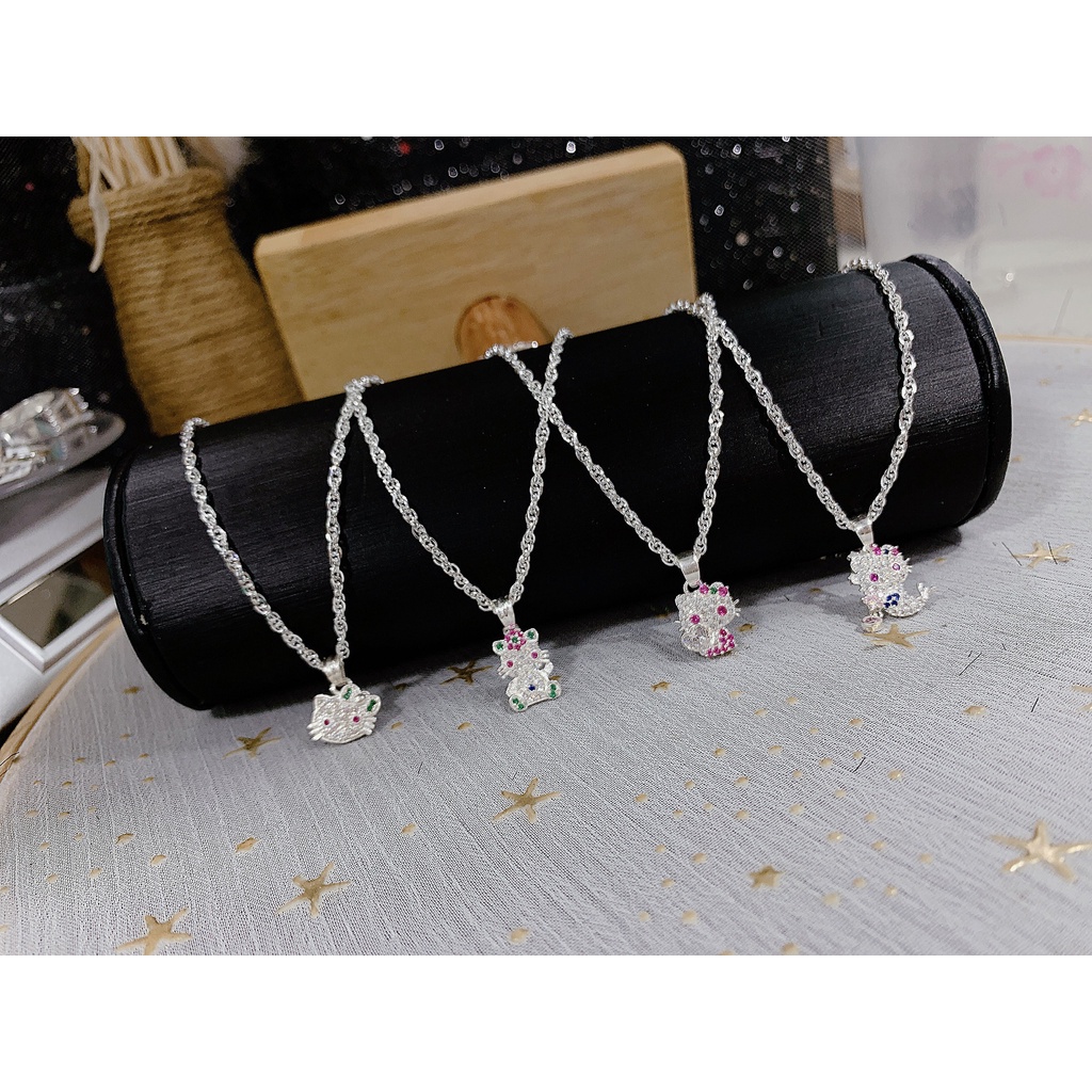 Dây Xoắn Nhuyễn Phối Mặt Kitty Nhiều Kiểu Cho Bé ( Bạc 925)