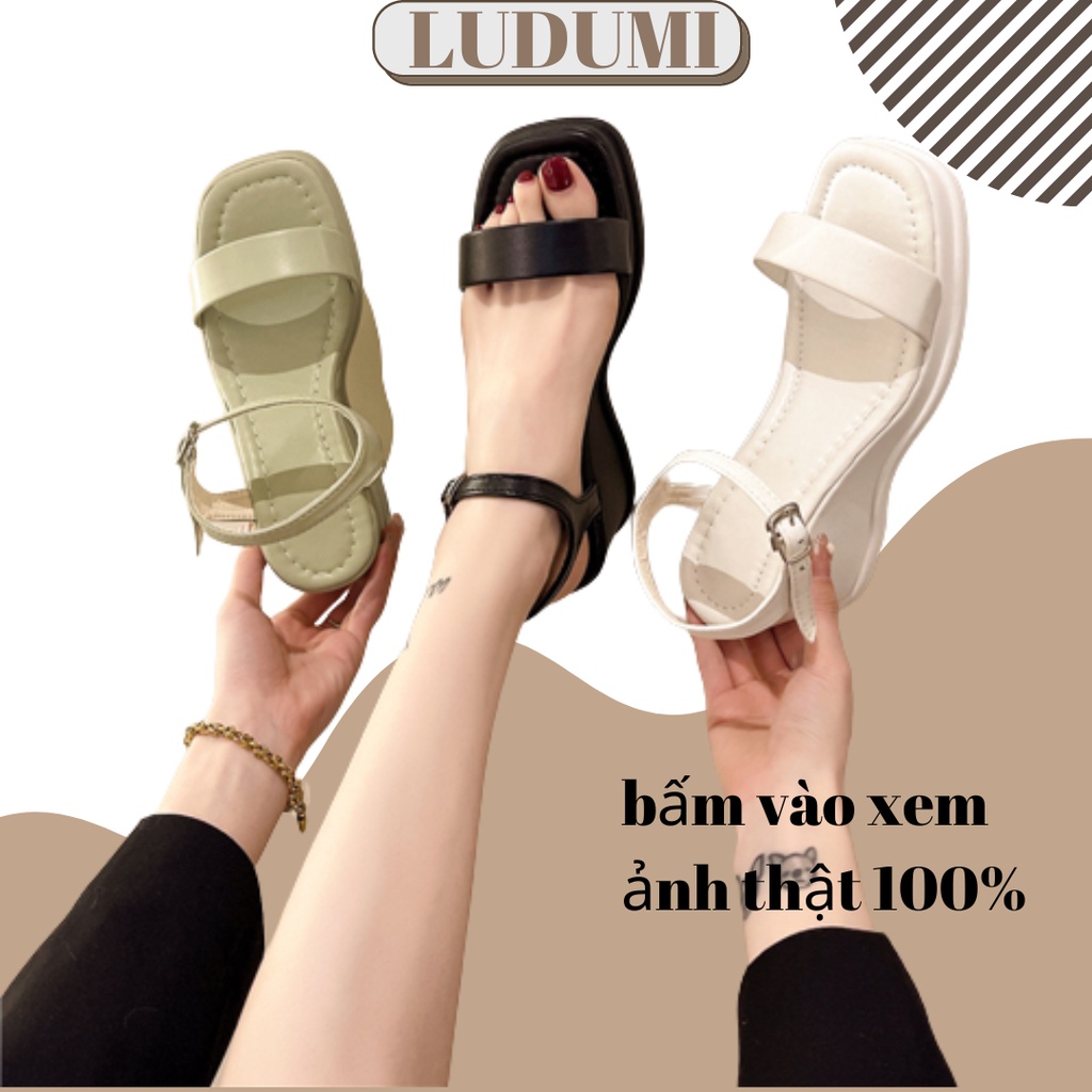 GIÀY SANDAL NỮ QUAI NGANG CA0 7 PHÂN- XĂN DAN NỮ THỜI TRANG DỄ ĐI LUDUMI