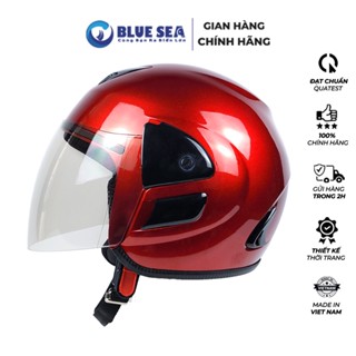 Mũ Bảo Hiểm 3/4 Đầu Blue Sea A102 Màu Đỏ Đô - Có Kính Dài Cao Cấp - Freesize - Hàng chính hãng