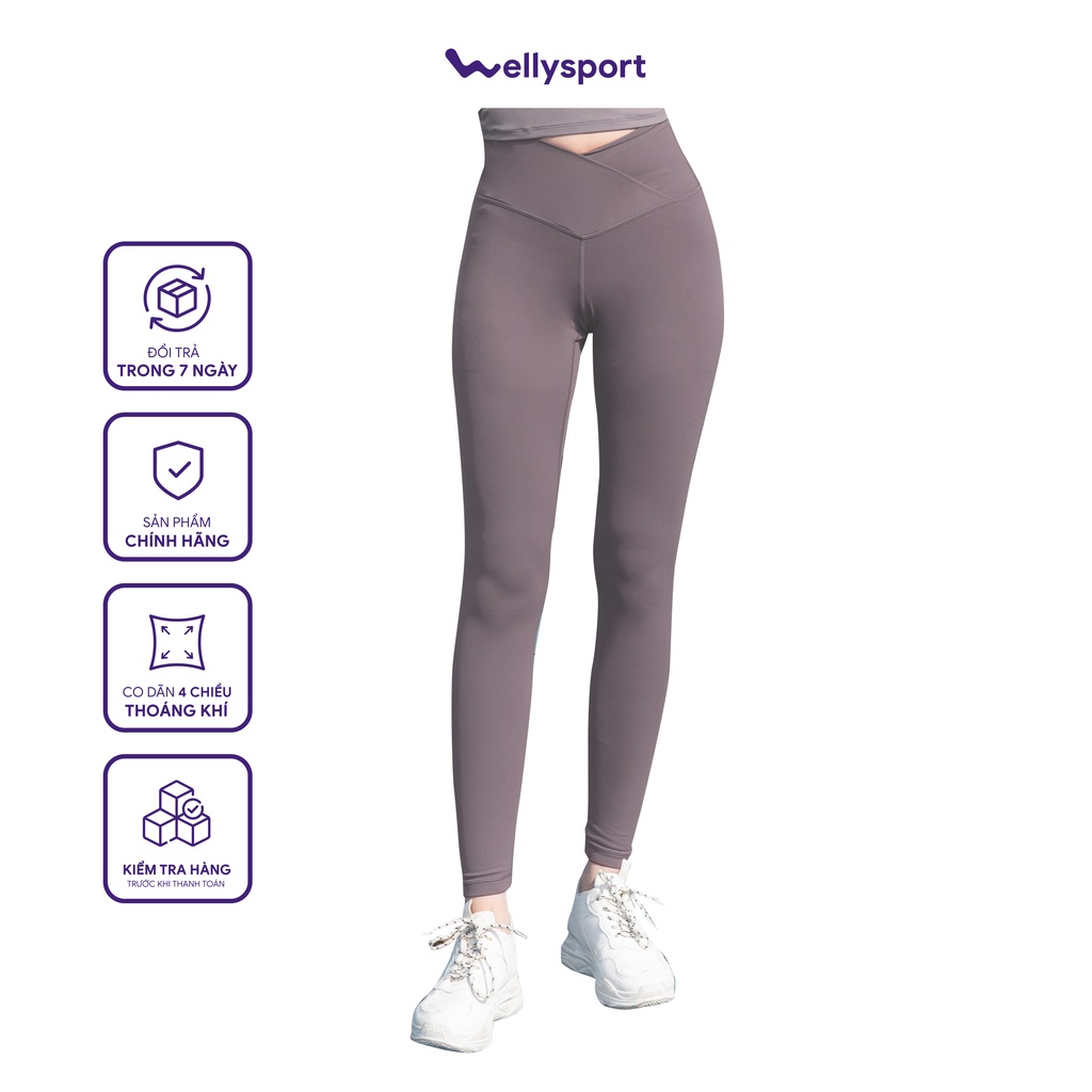 Quần tập yoga, gym, cạp chéo cách điệu, Welly Sport, Mã QLD02