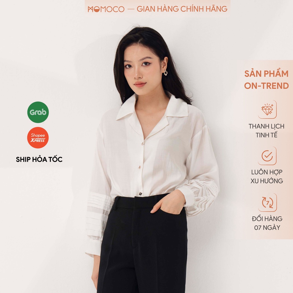 Áo Sơ Mi MOMOCO Cổ Ve, Tay Dài May Mí Điệu Đà Chất Liệu Cao Cấp M3037