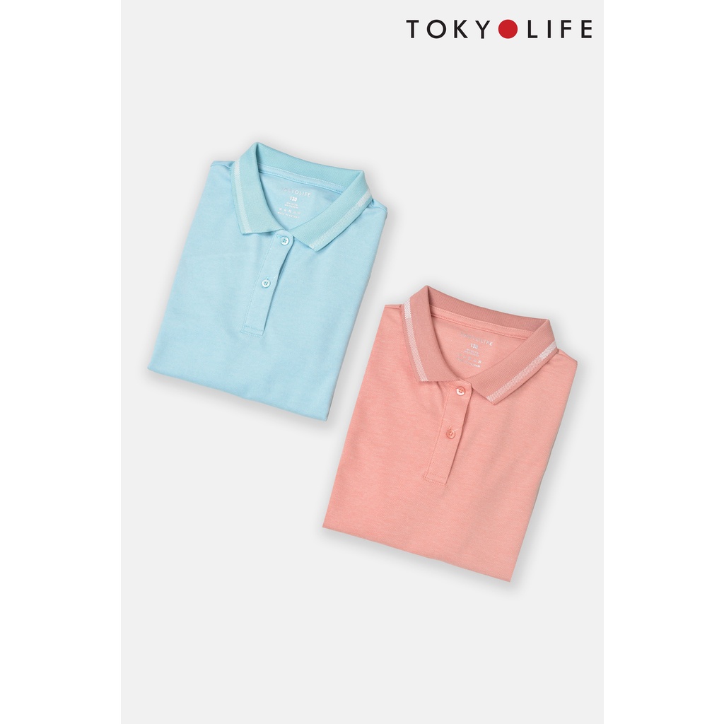 Áo Polo TRẺ EM cổ phối kẻ melange TOKYOLIFE C3POL005K