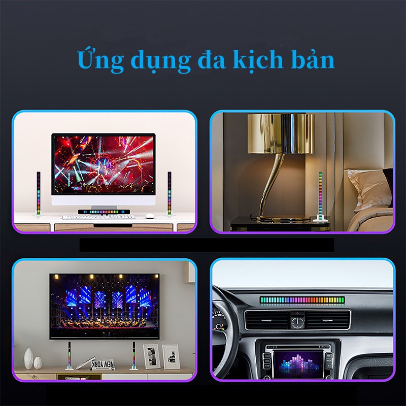 Thanh đèn led RGB nháy theo nhạc Thanh Led RGB 32 Bit cảm biến âm thanh tự nhấp nháy theo nhạc, sạc pin. app điều khiển | BigBuy360 - bigbuy360.vn