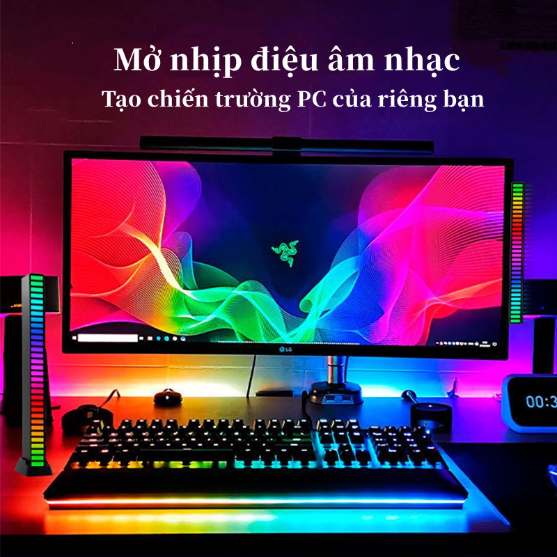 Thanh đèn led RGB nháy theo nhạc Thanh Led RGB 32 Bit cảm biến âm thanh tự nhấp nháy theo nhạc, sạc pin. app điều khiển | BigBuy360 - bigbuy360.vn