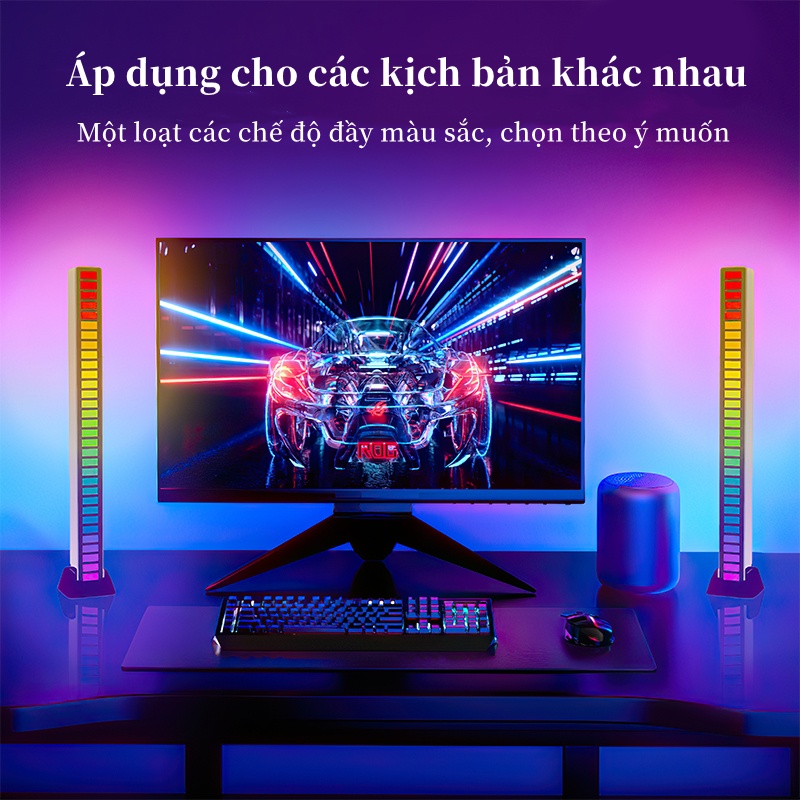 Thanh đèn led RGB nháy theo nhạc Thanh Led RGB 32 Bit cảm biến âm thanh tự nhấp nháy theo nhạc, sạc pin. app điều khiển | BigBuy360 - bigbuy360.vn