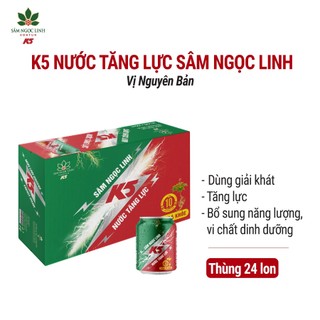  Nước Tăng Lực K5 Sâm Ngọc Linh Thùng 24 Lon Vị Nguyên Bản  240ml Lon  