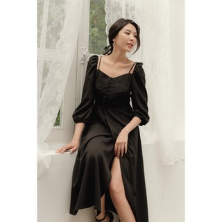 Đầm Dài Tà Đắp Màu Đen - XIPI