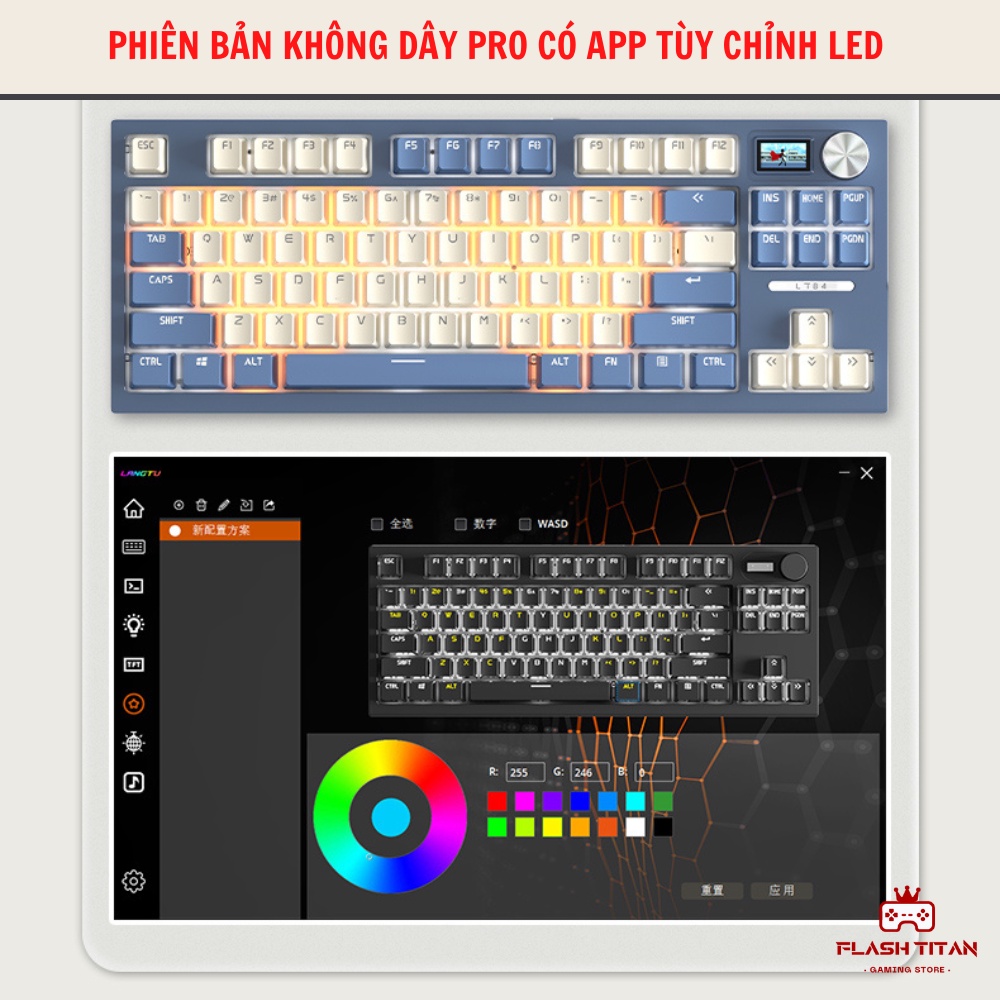 Bàn Phím Cơ HOTSWAP LANGTU LT84 PRO Ver 2 - Màn Hình Led, Núm Tùy Chỉnh - Led RGB - Bảo Hành 12 Tháng | BigBuy360 - bigbuy360.vn