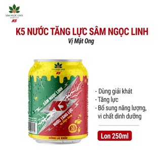  Nước Tăng Lực K5 Sâm Ngọc Linh Lốc 6 Lon Vị Mật Ong  250ml Lon  