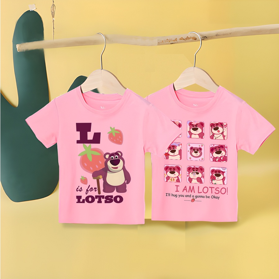 Áo thun hồng in hình Lotso Bear Gấu Dâu cực xinh bé cực thích