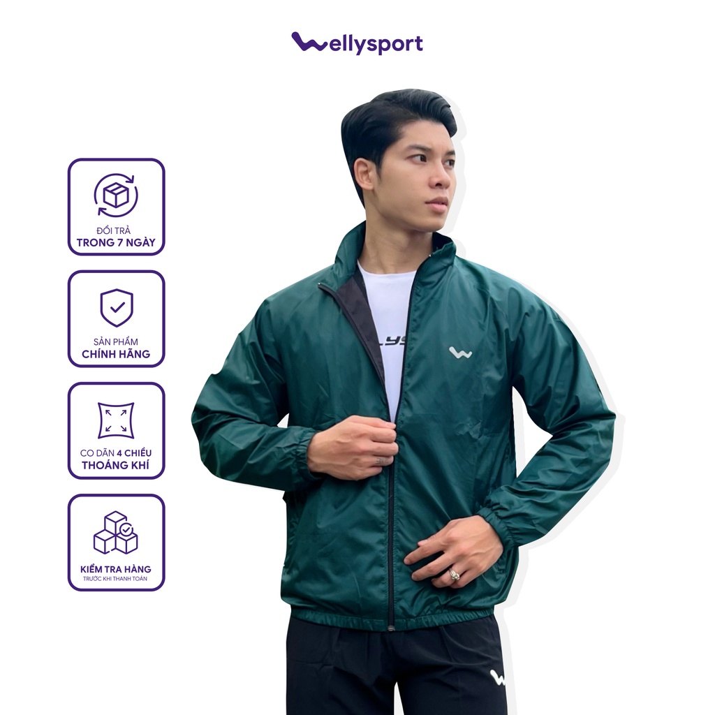 Áo Khoác Thể Thao Nam Running Jacket, Màu Xanh Teal, Welly Sport, Mã AKN012