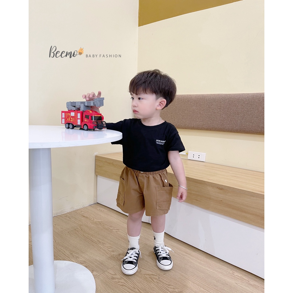 Set bộ quần áo Beemo in chữ Jason áo cotton, quần kaki mặc hè đi học, đi chơi cho bé từ 1 - 7 tuổi 22367B