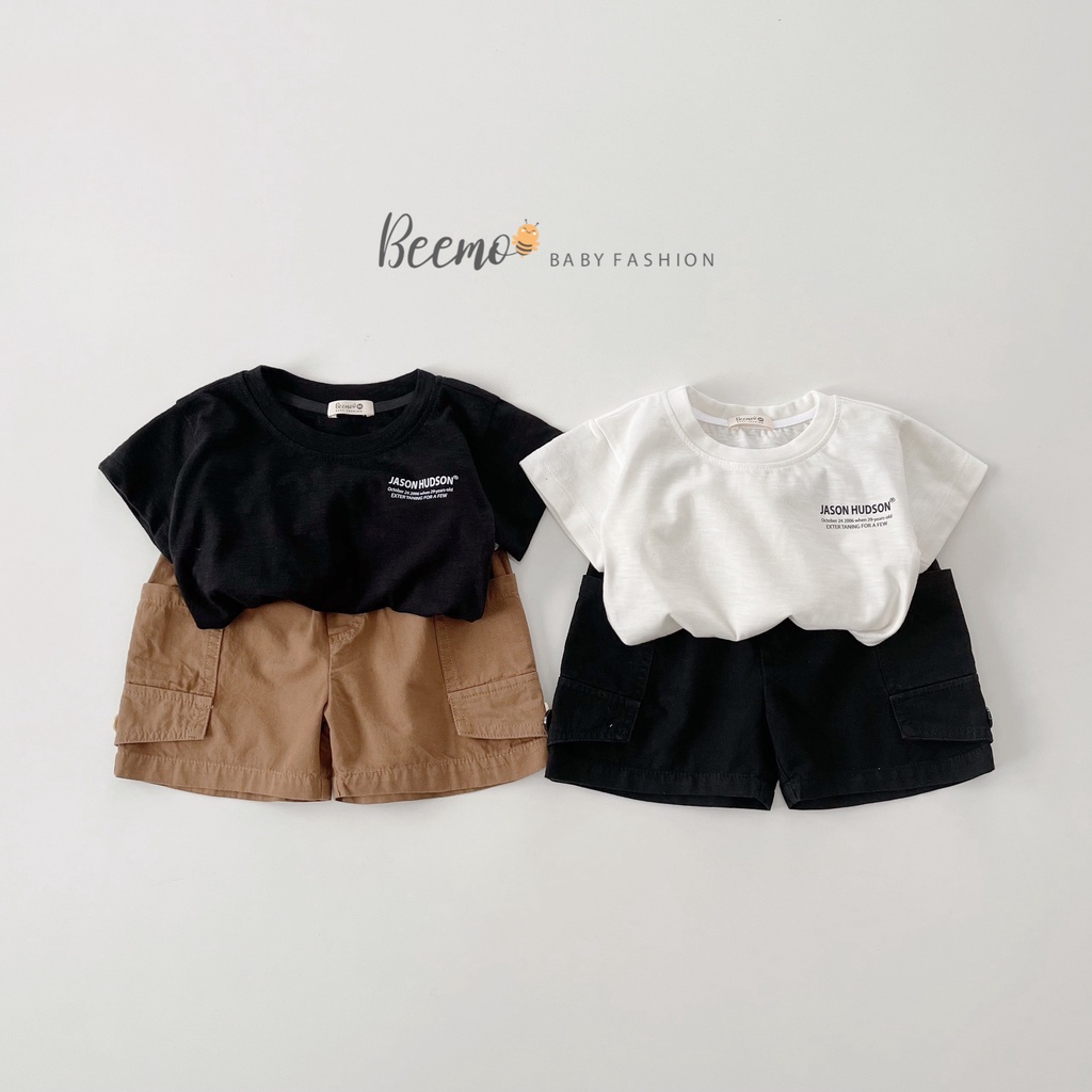 Set bộ quần áo Beemo in chữ Jason áo cotton, quần kaki mặc hè đi học, đi chơi cho bé từ 1 - 7 tuổi 22367B