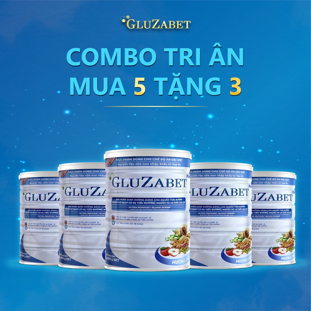 COMBO MUA 5 TẶNG 3. Sữa Hạt Gluzabet 800g - Giúp Ổn Định Đường Huyết, Ngăn Ngừa Biến Chứng Tiểu Đường, Tăng Đề Kháng