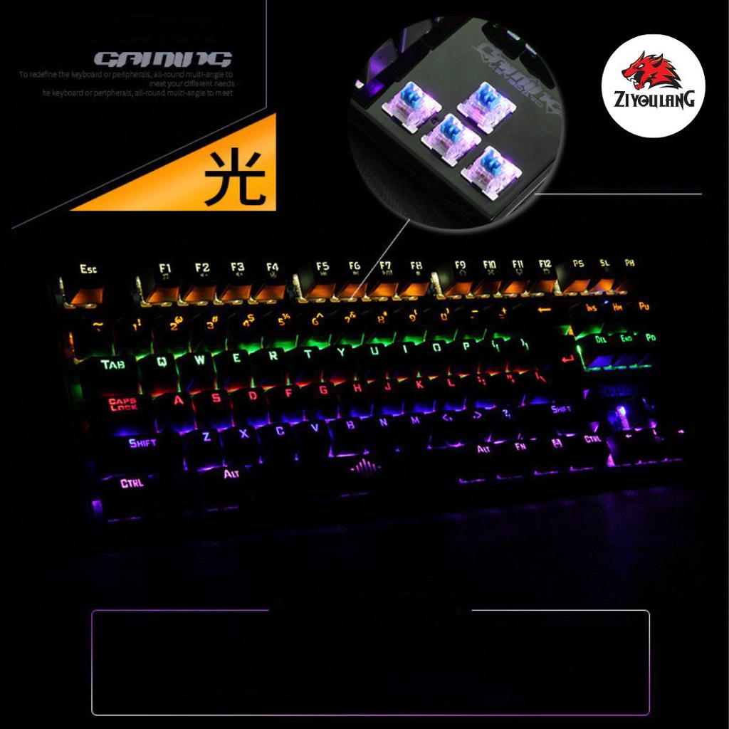 Bàn Phím Cơ Gaming LED Pro K28 Cao Cấp 2023 Trục Cơ Blue Switch, Led Rgb Nhiều Chế Độ Nháy Có Kê Tay Chống Mỏi