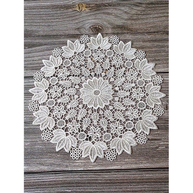 Tấm lót bình hoa thêu ren miếng lót lọ hoa khăn trải trang trí bàn trà phong cách vintage cổ điển