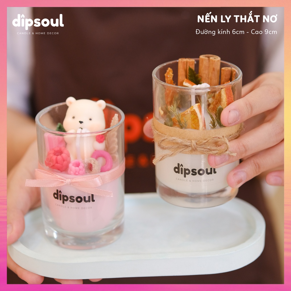 Nến thơm ly thủy tinh thắt nơ nhiều mẫu