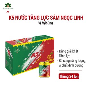  Nước Tăng Lực Sâm Ngọc Linh KonTum K5 Thùng 24 Lon Vị Mật Ong 250ml Lon 