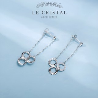 Bông tai bạc LE CRISTAL, khuyên tai thả dài chuỗi tự nhốt