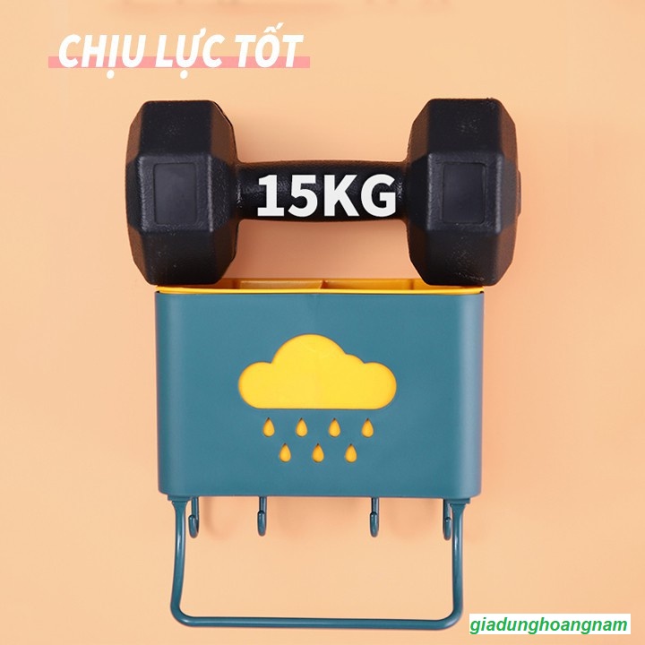 Kệ đựng muỗng đũa, ống đựng đũa dán tường đa năng hình đám mây có móc và thanh treo