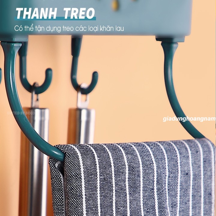 Kệ đựng muỗng đũa, ống đựng đũa dán tường đa năng hình đám mây có móc và thanh treo