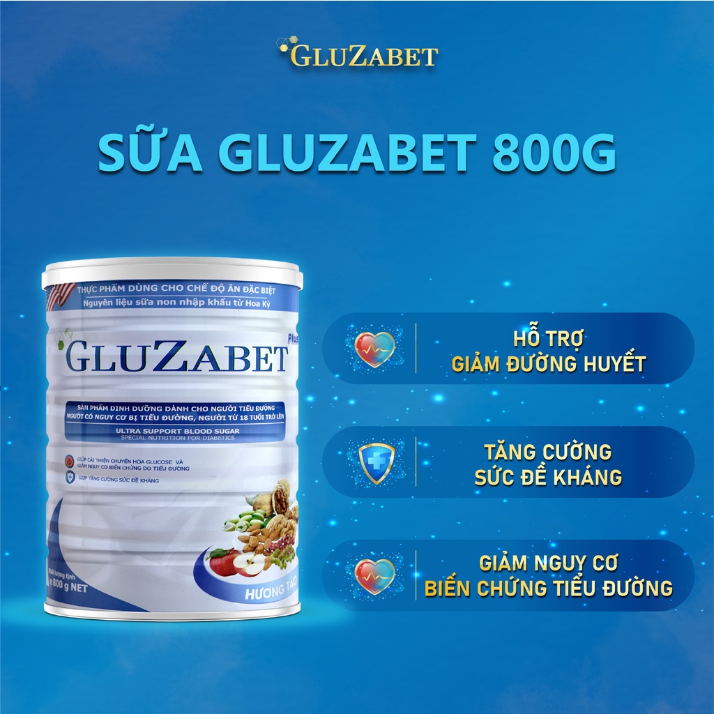 Gluzabe 800g - Sữa Hạt Chuyên Dùng Cho Người Tiểu Đường, Ổn Định Đường Huyết, Ngừa Biến Chứng,Tăng Đề Kháng