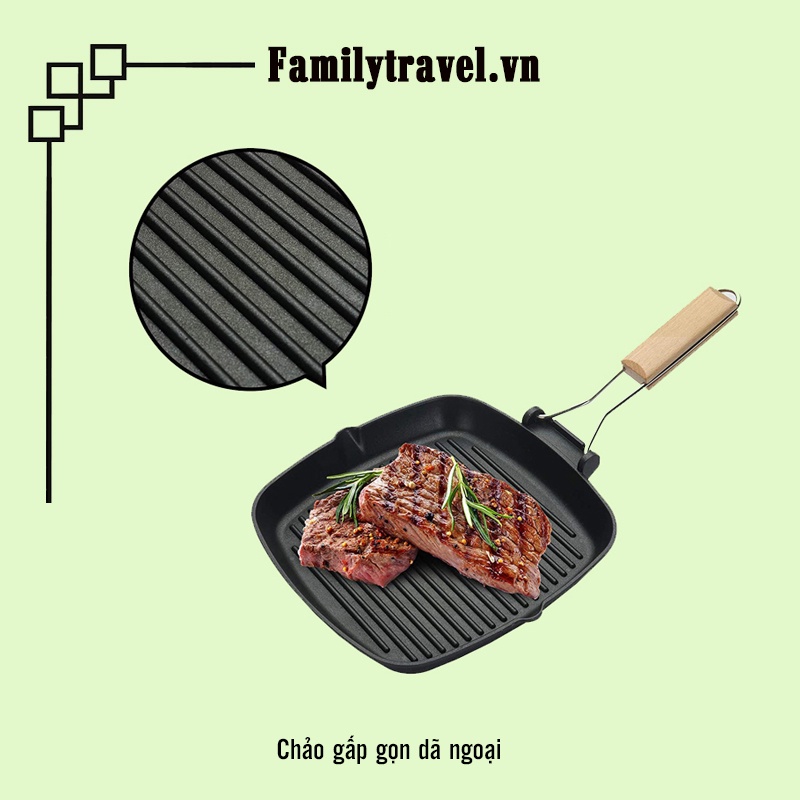 Chảo sắt chống dính gấp gọn tiện lợi 3 size - Chảo chống dính sâu lòng cắm trại, dã ngoại- Family Travel