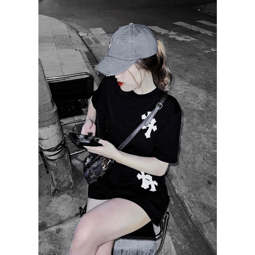 Áo THUN nam nữ chữ thập  Chất cotton su ĐỦ SIZE 40-65KG