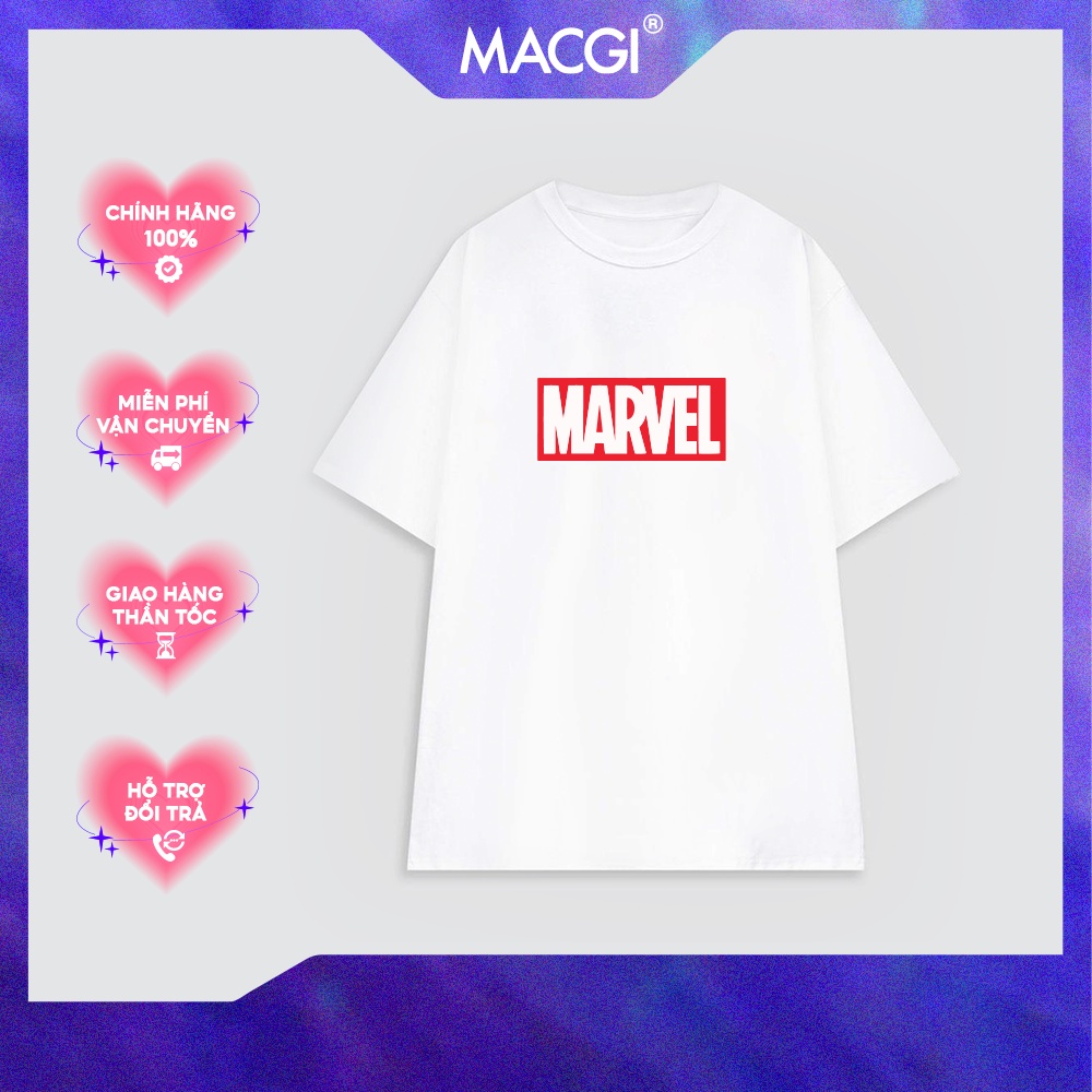 Áo Siêu Anh Hùng Logo Marvel/ Thun Unisex /Thời Trang Phông Nam Nữ Tay Lỡ Oversize Form Rộng
