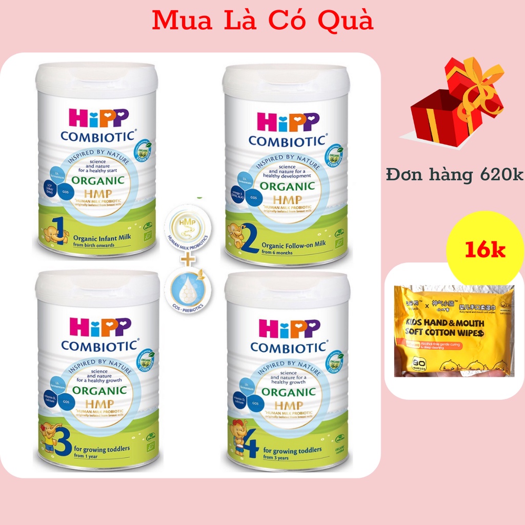Sữa HiPP Organic HMP Mẫu Mới Số 1/2/3/4 Lon 800g Date 2024 - 1 Đổi 1 Nếu Lỗi NSX
