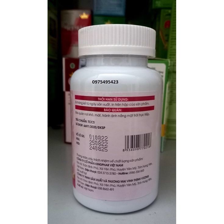 Viên uốngNhau Thai Cừu Kingphar Sheep Placenta & Collagen - Giúp cân bằng nội tiết tố , giúp mờ nám , tàn nhan , bốc hoả