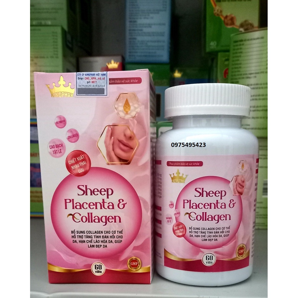 Viên uốngNhau Thai Cừu Kingphar Sheep Placenta & Collagen - Giúp cân bằng nội tiết tố , giúp mờ nám , tàn nhan , bốc hoả