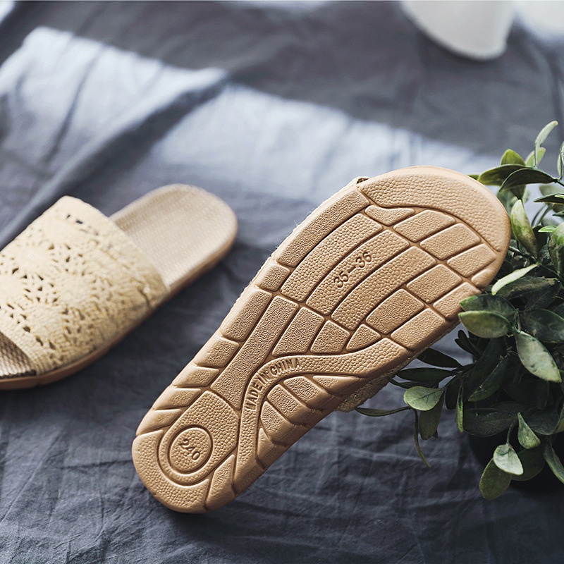 Dép cói quai ngang ren lưới phong cách giản dị, vintage JOLII.SG - Thích hợp đi dạo, mang trong nhà