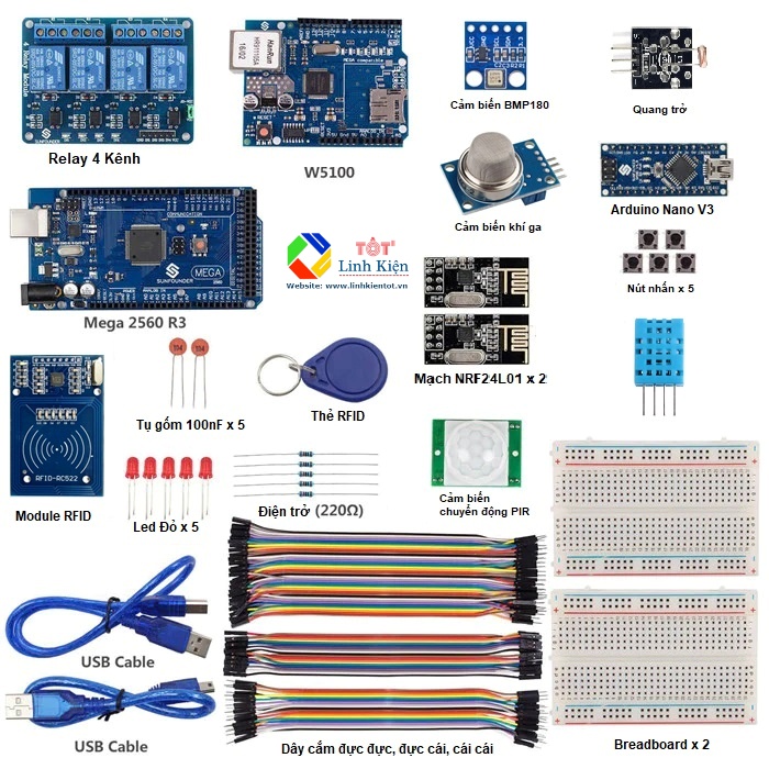 [Kèm tài liệu] Super IoT Kit Arduino Mega 2560 - Bộ kit lập trình nhà thông minh Smart Home