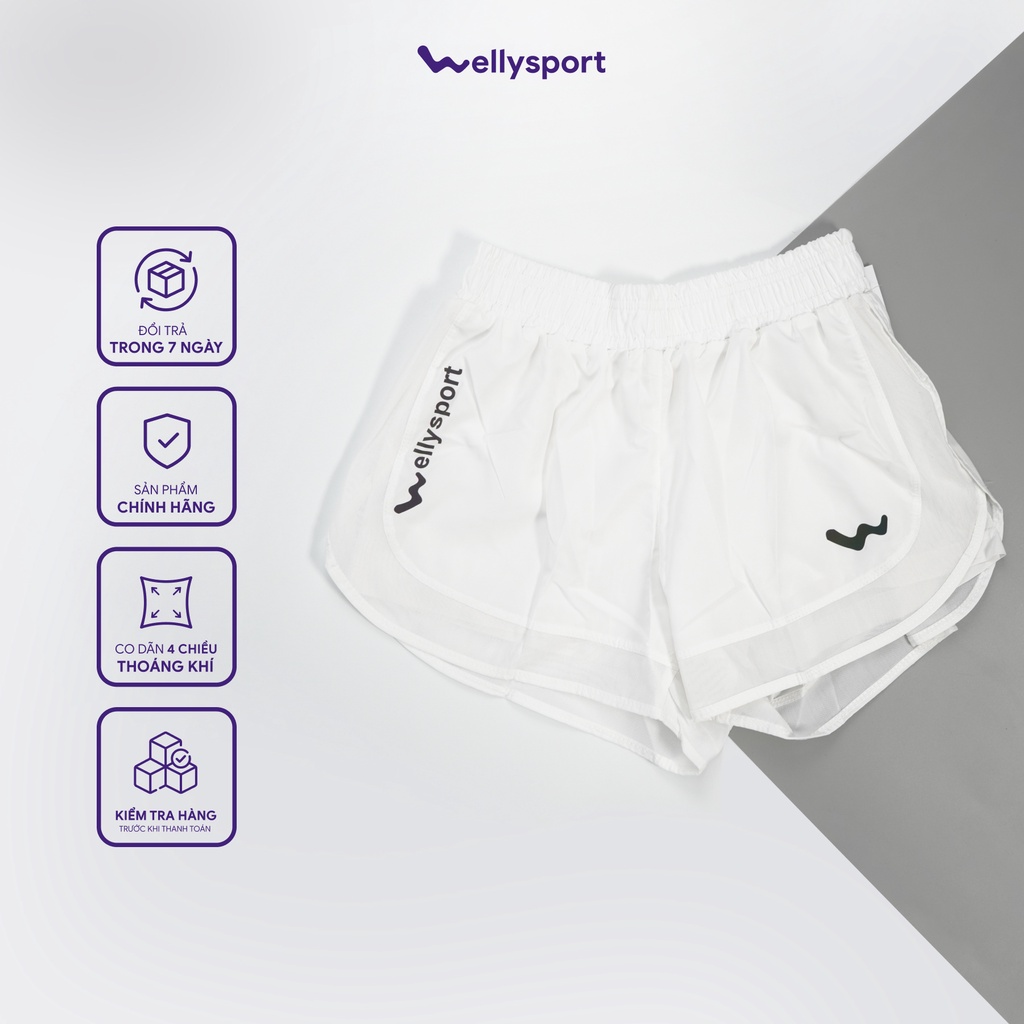 Quần Short Nữ, Tập Gym, Chạy Bộ, Màu Trắng, Welly Sport, Mã QSNT