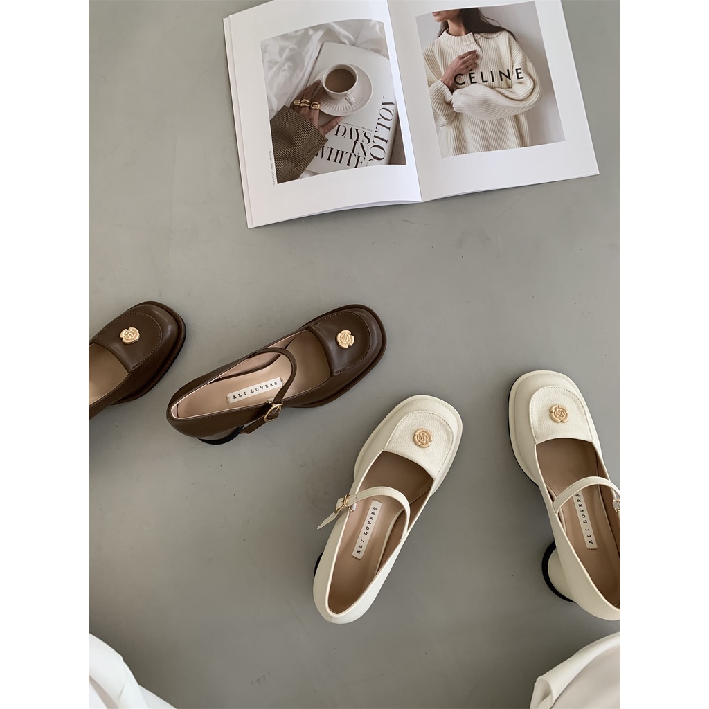 Giày Cao Gót Mary Jane Mũi Vuông Phong Cách Thời Trang Xuân Hè Pháp 2023 Mới