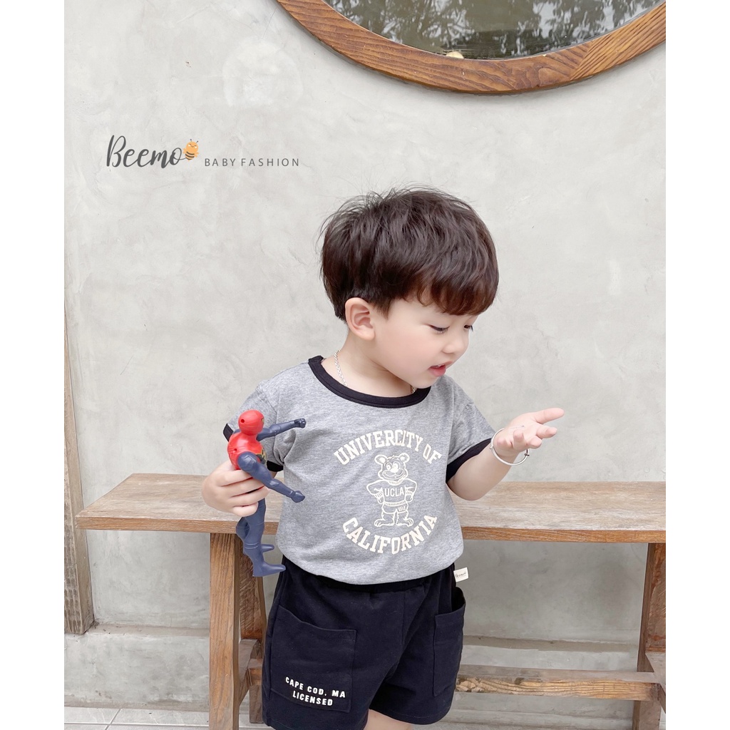 Set bộ quần áo Beemo in hình gấu California mặc hè chất liệu cotton mềm mịn, thoáng mát cho bé từ 1 - 7 tuổi 22363B