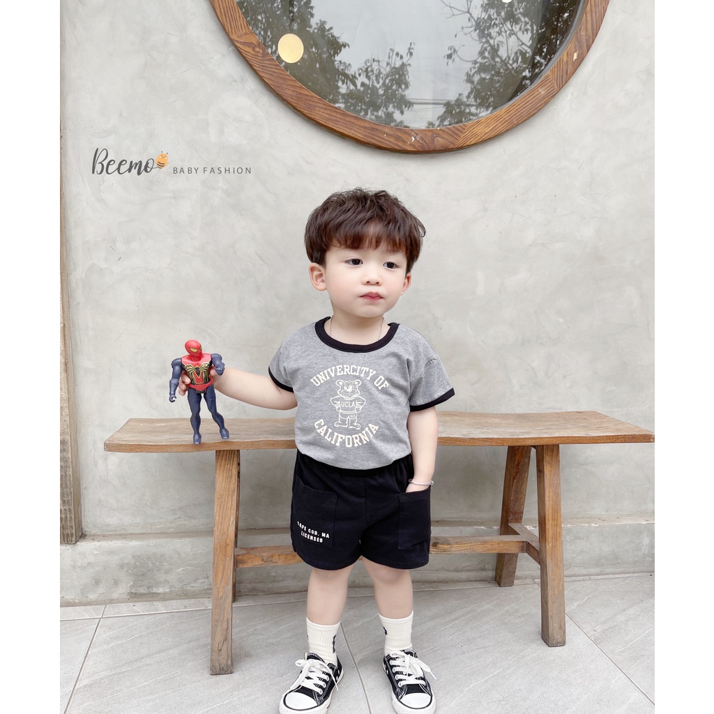 Set bộ quần áo Beemo in hình gấu California mặc hè chất liệu cotton mềm mịn, thoáng mát cho bé từ 1 - 7 tuổi 22363B