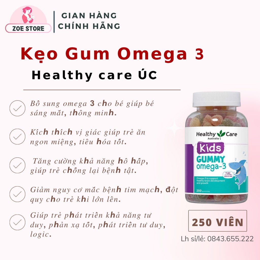 Kẹo Gummy Omega 3 Healthy Care Úc