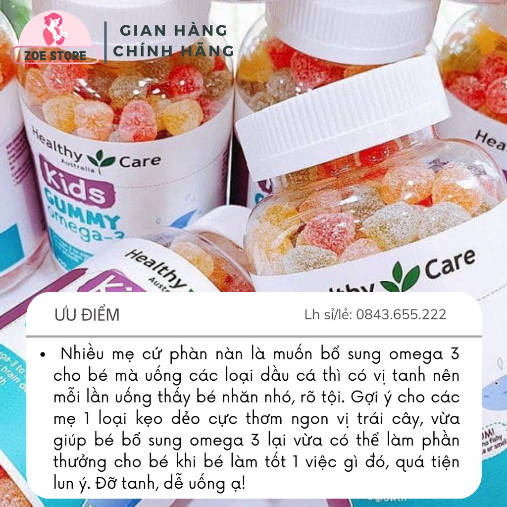 Kẹo Gummy Omega 3 Healthy Care Úc