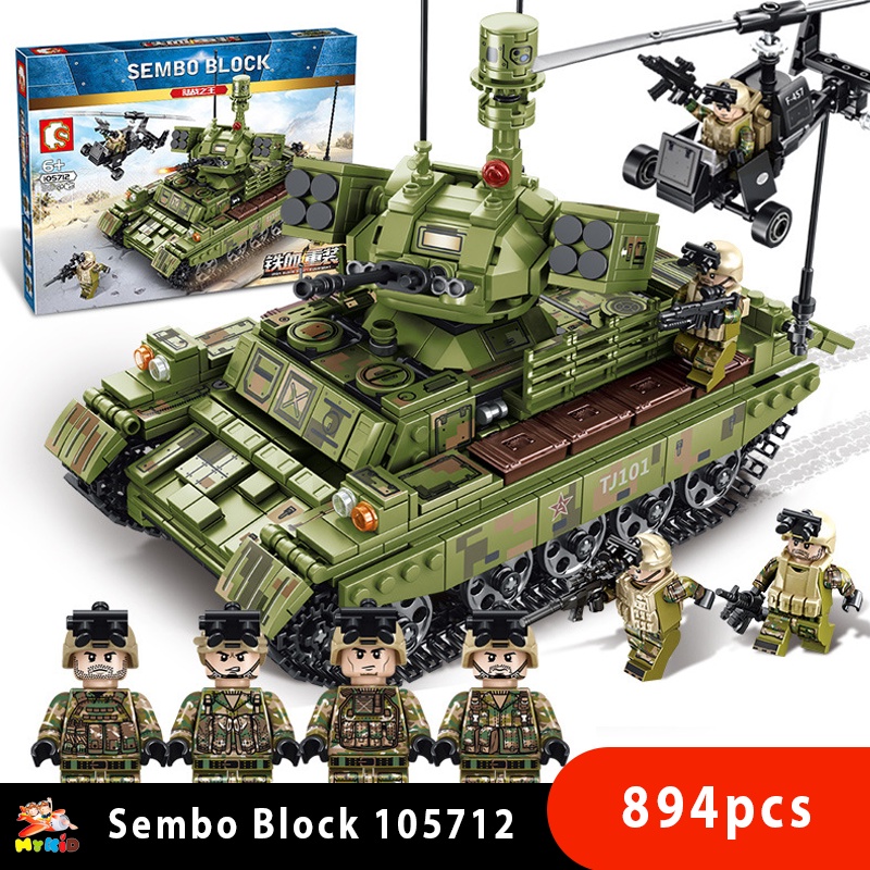 Đồ chơi lắp ráp xe Tank bọc thép Tên lửa Rocket, Tank Sembo Block 105712, Mô hình xe tank (894 mảnh ghép)