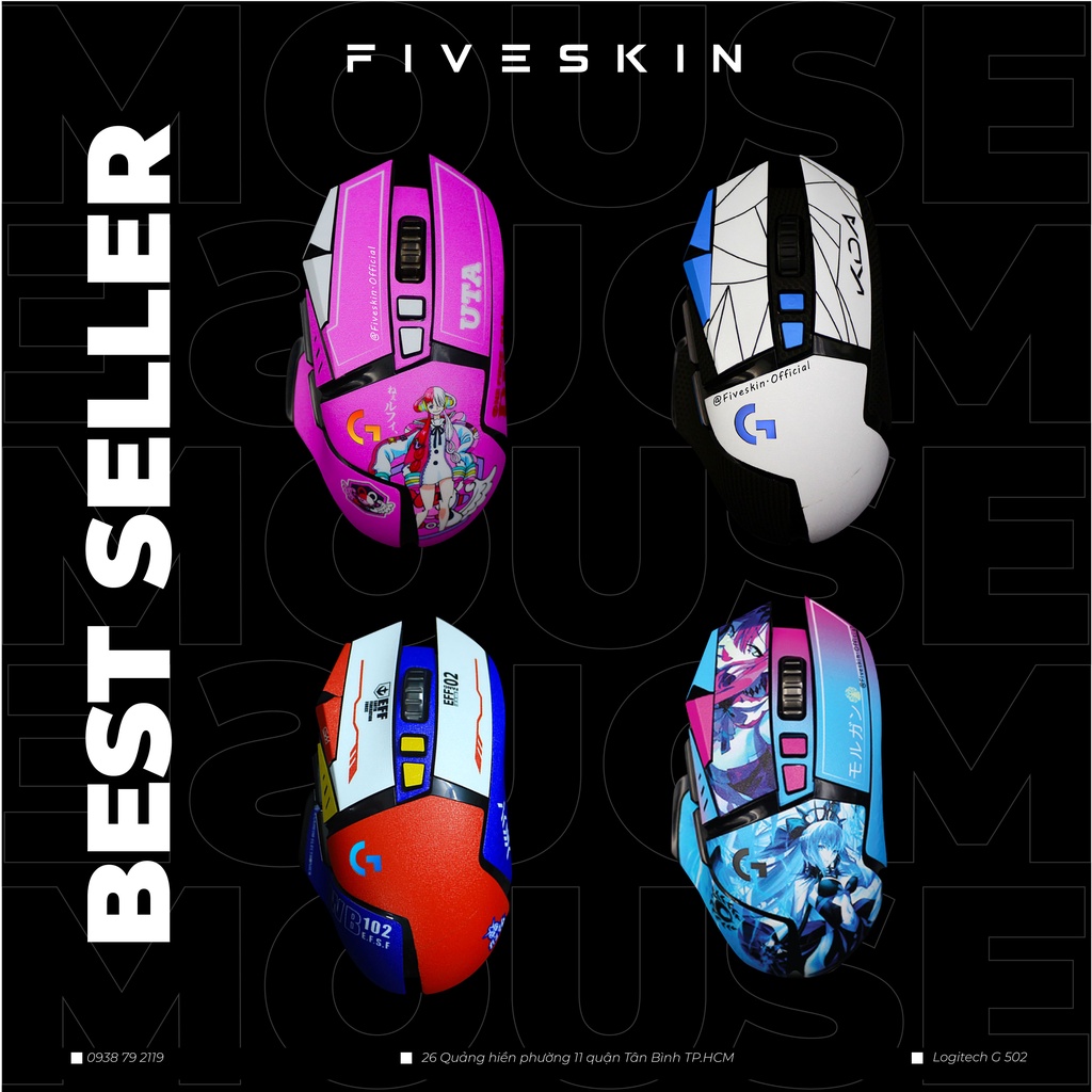 Miếng Dán Skin Cho Chuột Gaming Logitech G502, Chống Trơn Trượt Cao Cấp