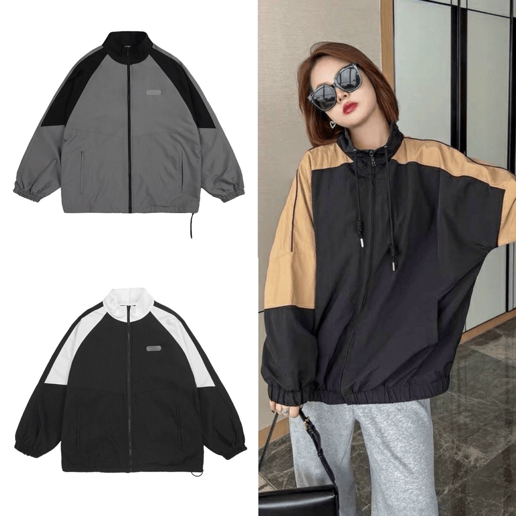 Áo khoác dù nữ CỔ CAO nam mặc được phối màu sọc tay full zip chất dù 2 lớp dày dặn mẫu mới 2023 Kyt_Fashion