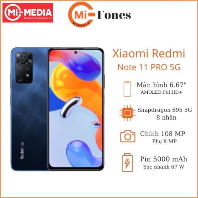 Điện thoại Xiaomi Redmi Note 11 Pro 5G BH toàn quốc 12 tháng - Hàng chính hãng - Máy mới 100% nguyên seal..